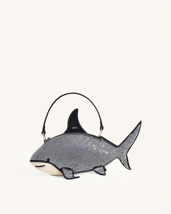 Sac à main Nerys en forme de requin avec cristaux artificiels – Noir