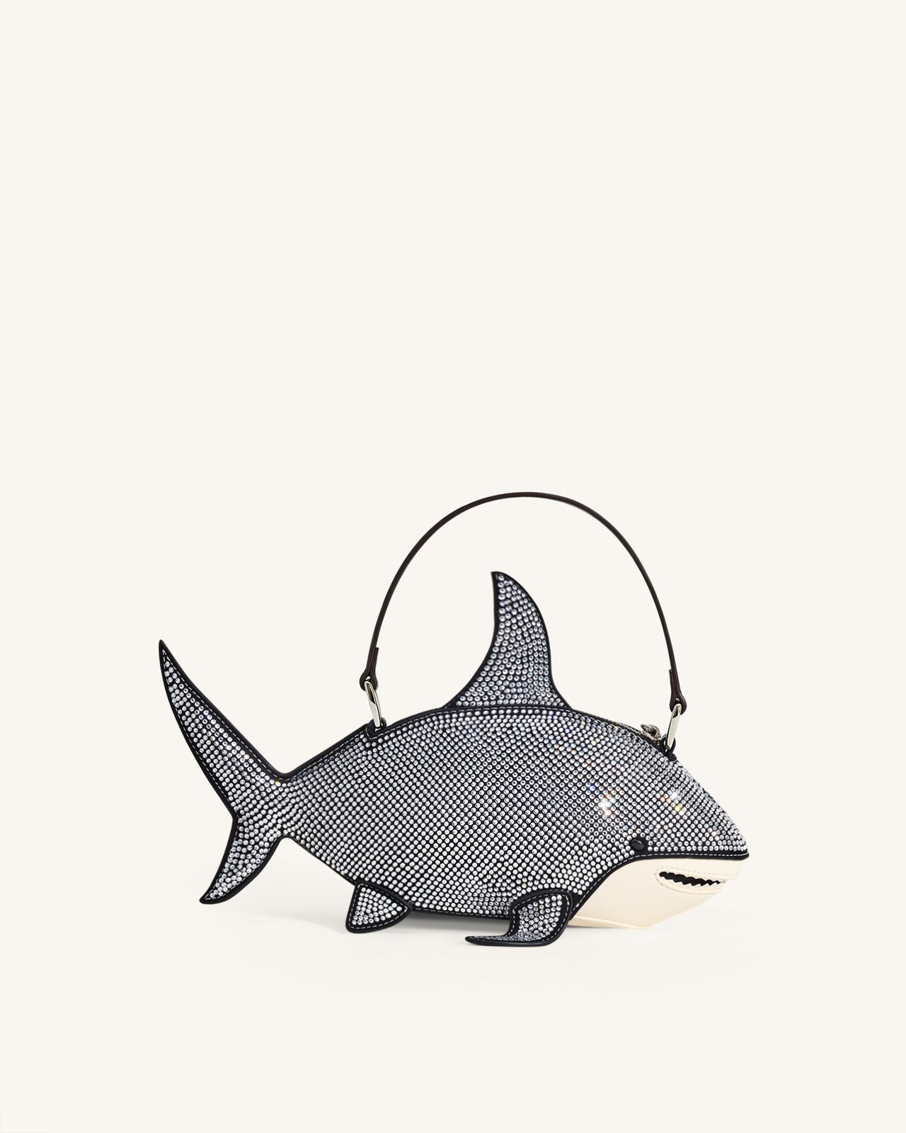 Sac à main Nerys en forme de requin avec cristaux artificiels – Noir