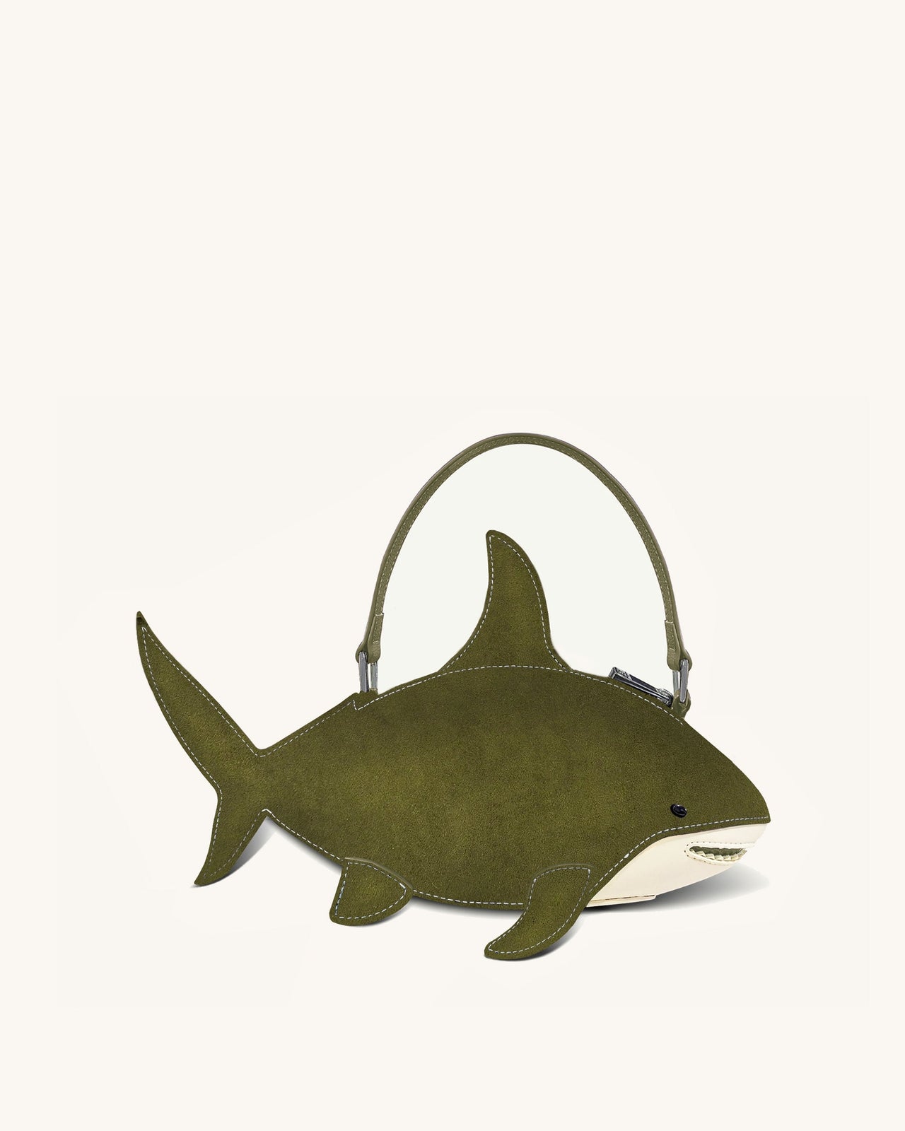 Sac à main Nerys en suédine effet requin – Olive foncé