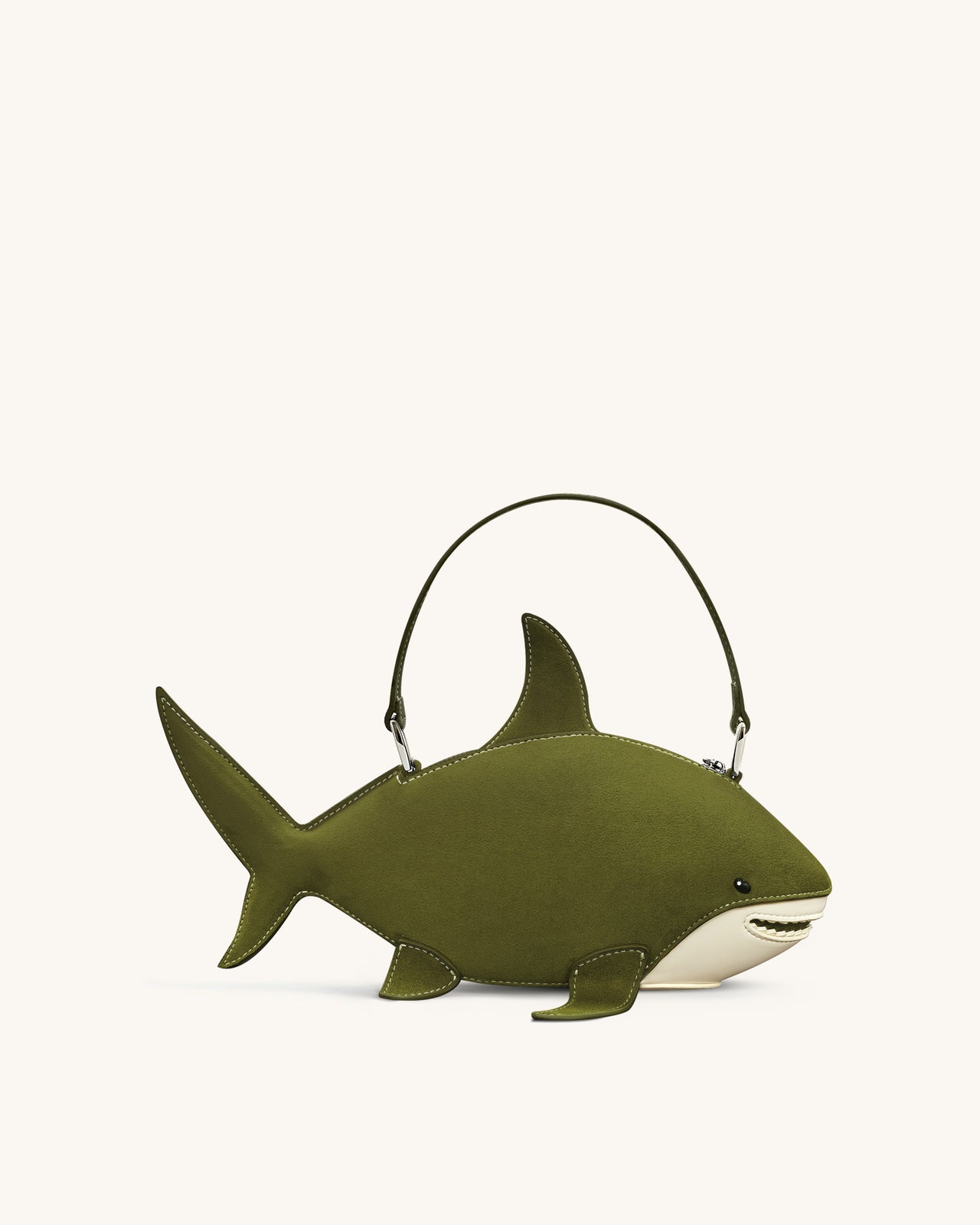Sac à main Nerys en suédine effet requin – Olive foncé