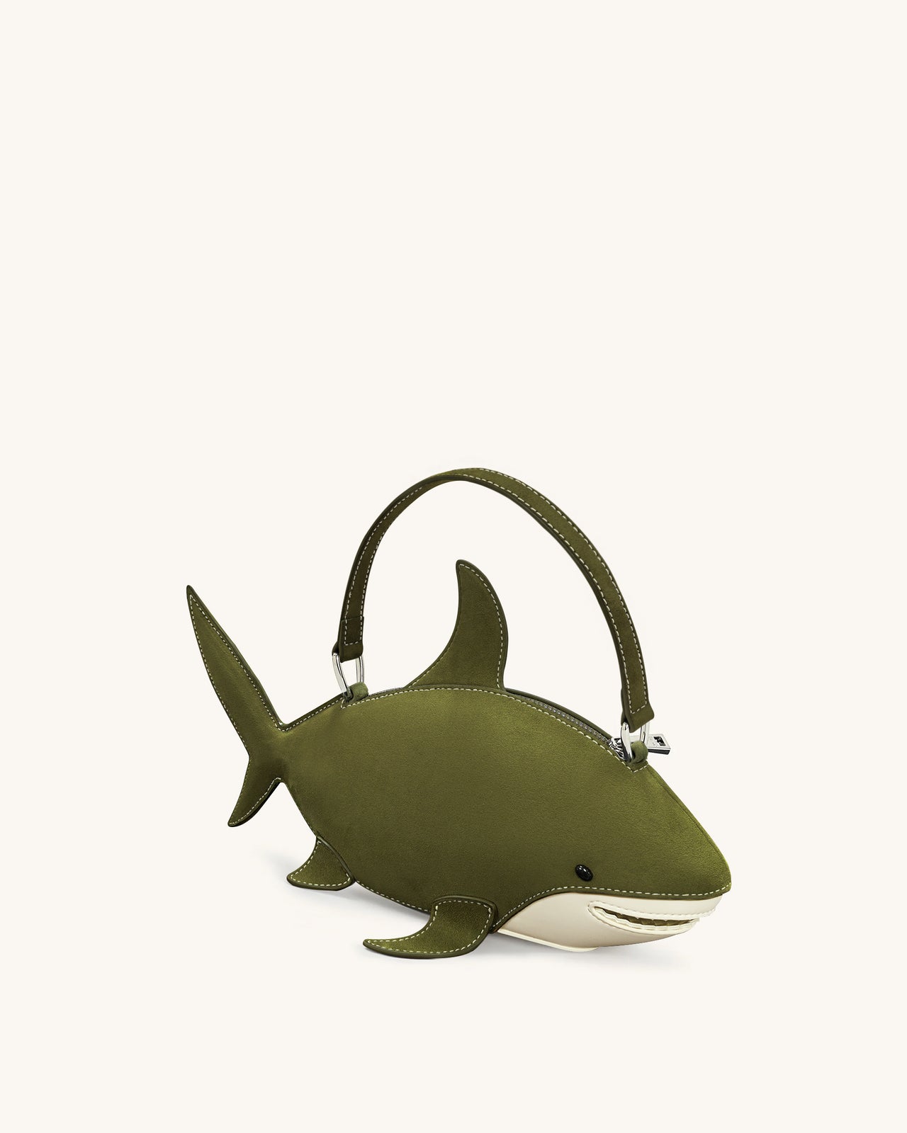 Sac à main Nerys en suédine effet requin – Olive foncé
