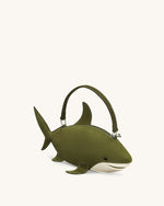 Sac à main Nerys en suédine effet requin – Olive foncé