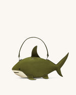 Sac à main Nerys en suédine effet requin – Olive foncé