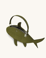 Sac à main Nerys en suédine effet requin – Olive foncé