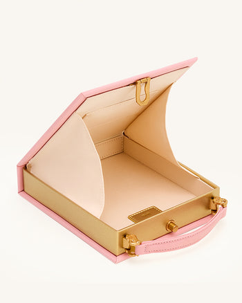 Taya Pochette forme livre à motif chiot et verre de vin - Rose