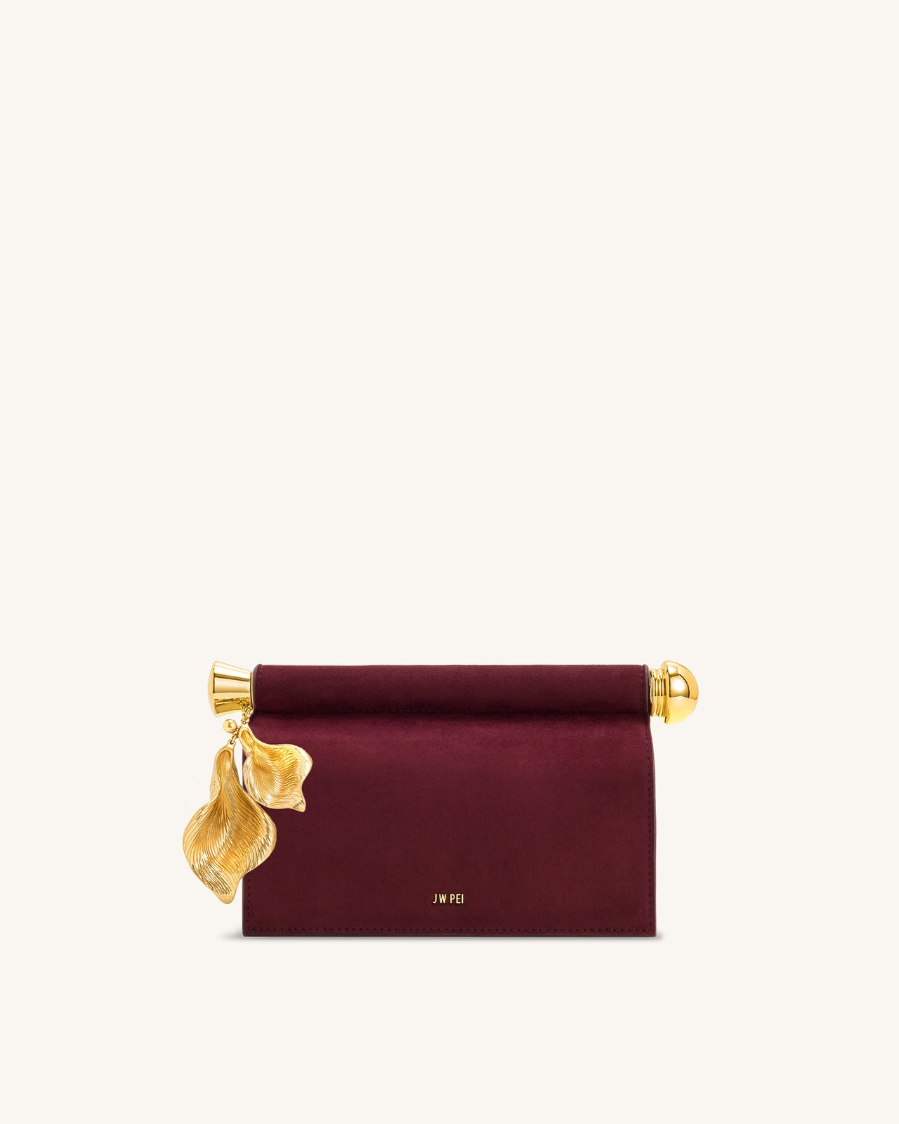 Pochette Holly en daim synthétique ornée d'un pendentif en métal - Brun rougeâtre