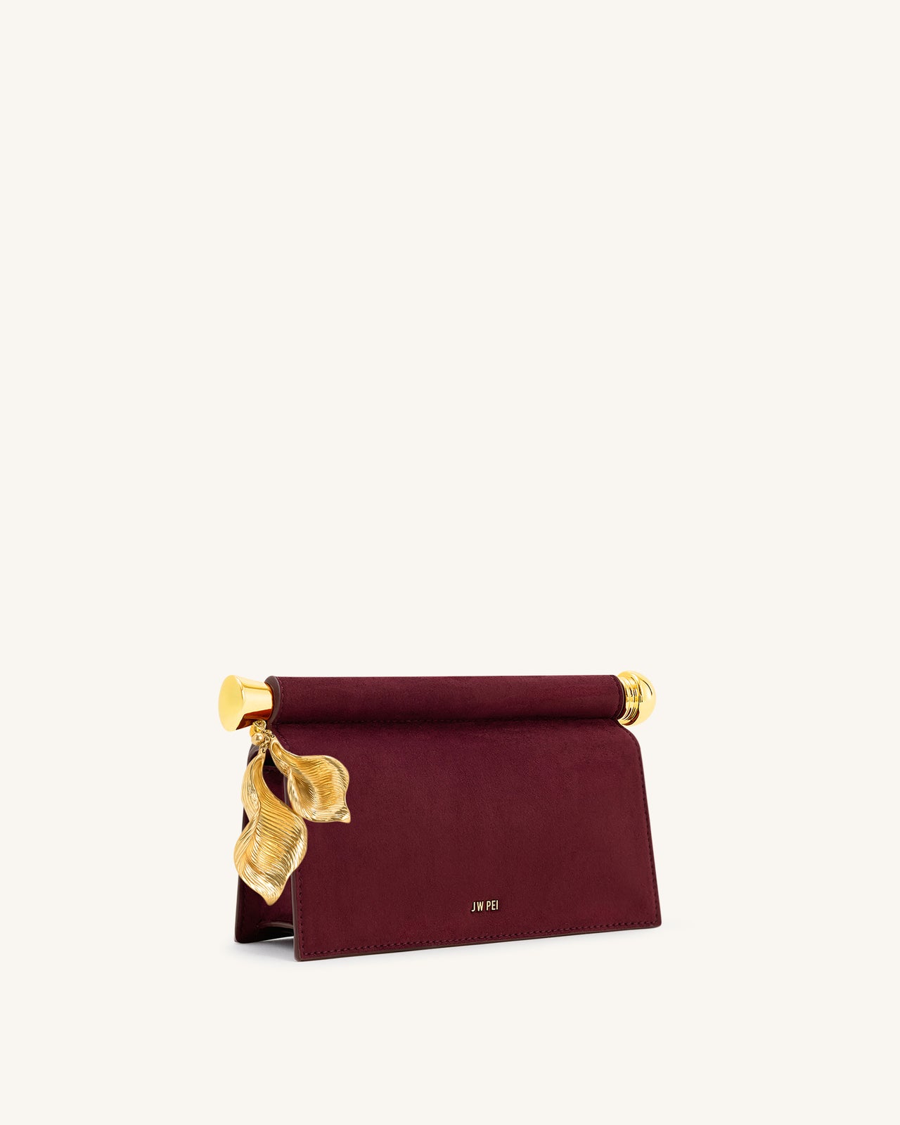 Pochette Holly en daim synthétique ornée d'un pendentif en métal - Brun rougeâtre