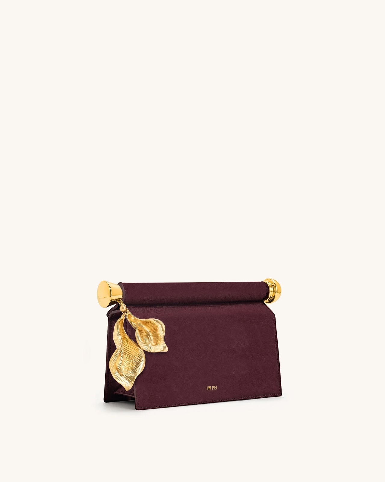 Pochette Holly en daim synthétique ornée d'un pendentif en métal - Brun rougeâtre