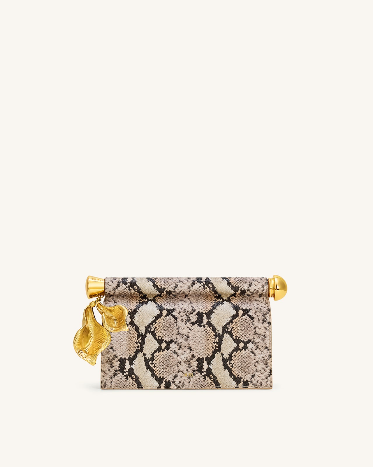 Pochette Holly en Similicuir Serpent avec Pendentif Métallique – Abricot