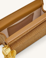 Pochette Holly ornée de pendentif en métal et cristal artificiel - Champagne
