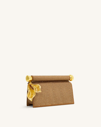 Pochette Holly ornée de pendentif en métal et cristal artificiel - Champagne