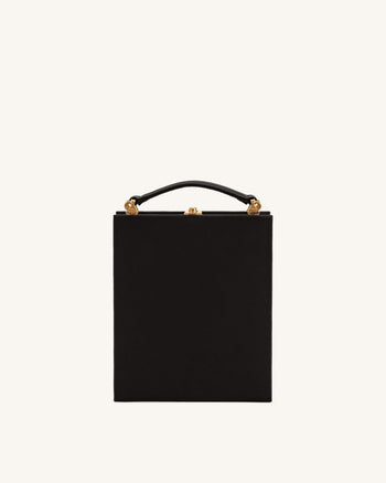Pochette Taya en forme de livre avec motif d’orchidée – Noir