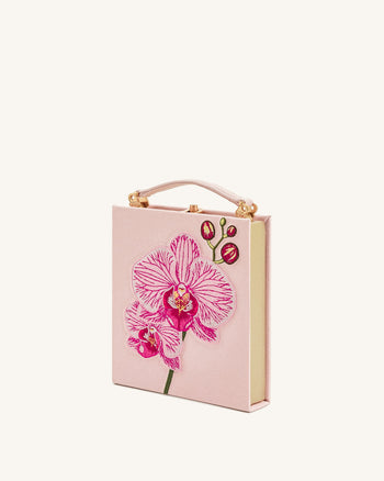 Taya Pochette en Forme de Livre à Motif Orchidée – Rose