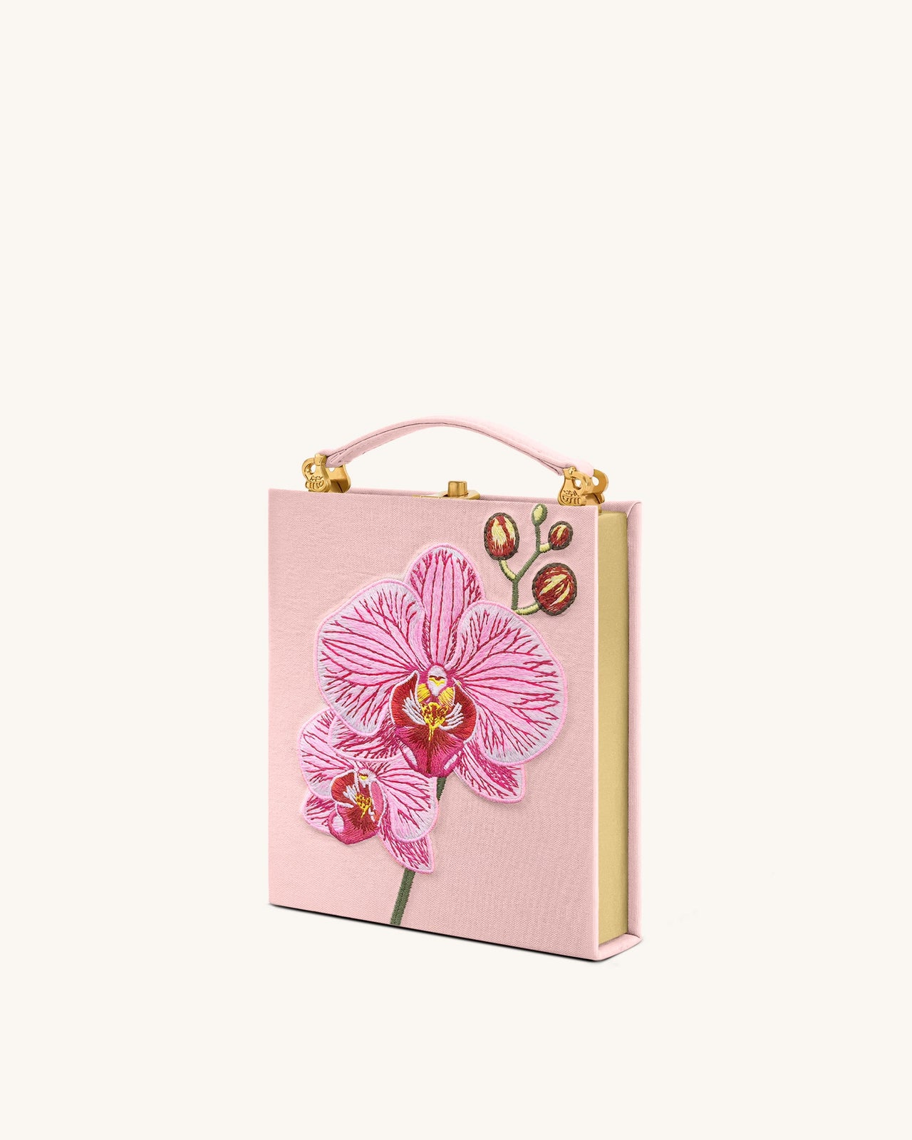 Taya Pochette en Forme de Livre à Motif Orchidée – Rose