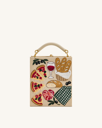 Elle Sac à main avec anse supérieure à motif de pique-nique - Kaki
