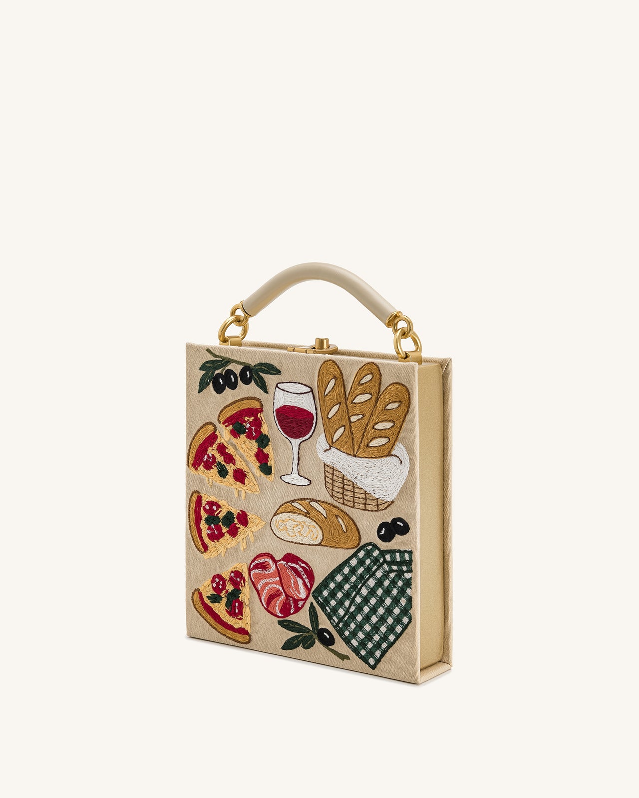 Elle Sac à main avec anse supérieure à motif de pique-nique - Kaki