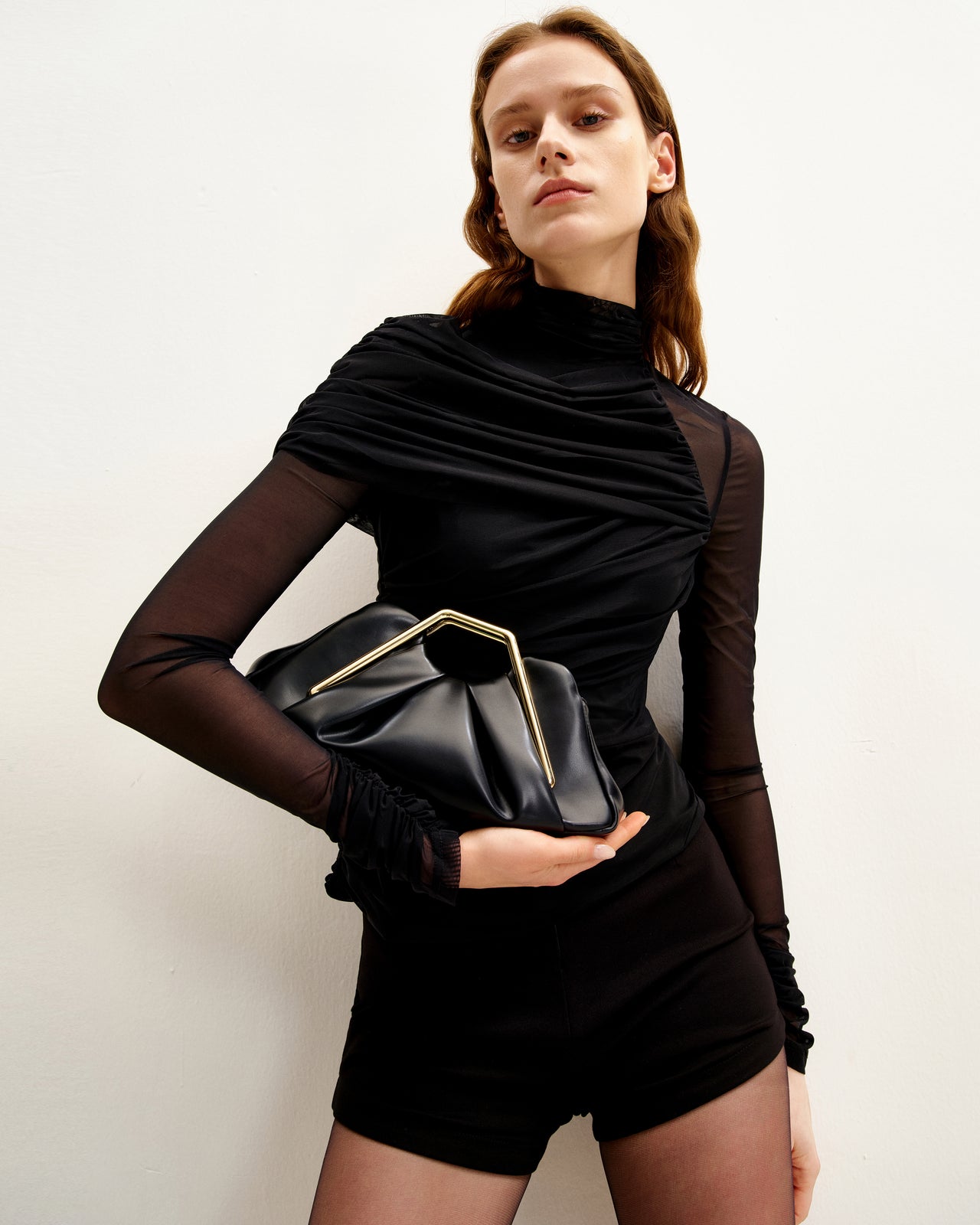 Pochette à cadre métallique lilas - Noir