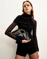 Pochette à cadre métallique lilas - Noir