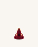 Pochette rigide Lila en faux daim avec cadre métallique - Rouge