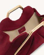 Pochette rigide Lila en faux daim avec cadre métallique - Rouge