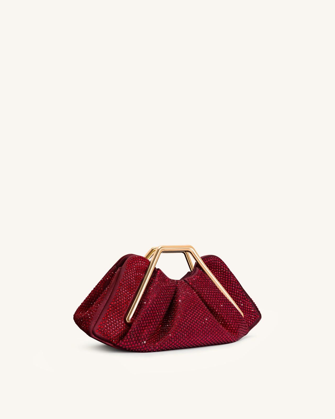 Pochette à cadre en métal et cristal artificiel Lila - Rouge