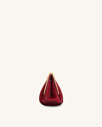 Pochette à cadre en métal et cristal artificiel Lila - Rouge