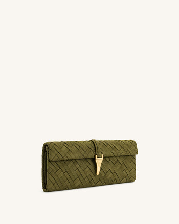Pochette tissée Zaria - Olive foncé