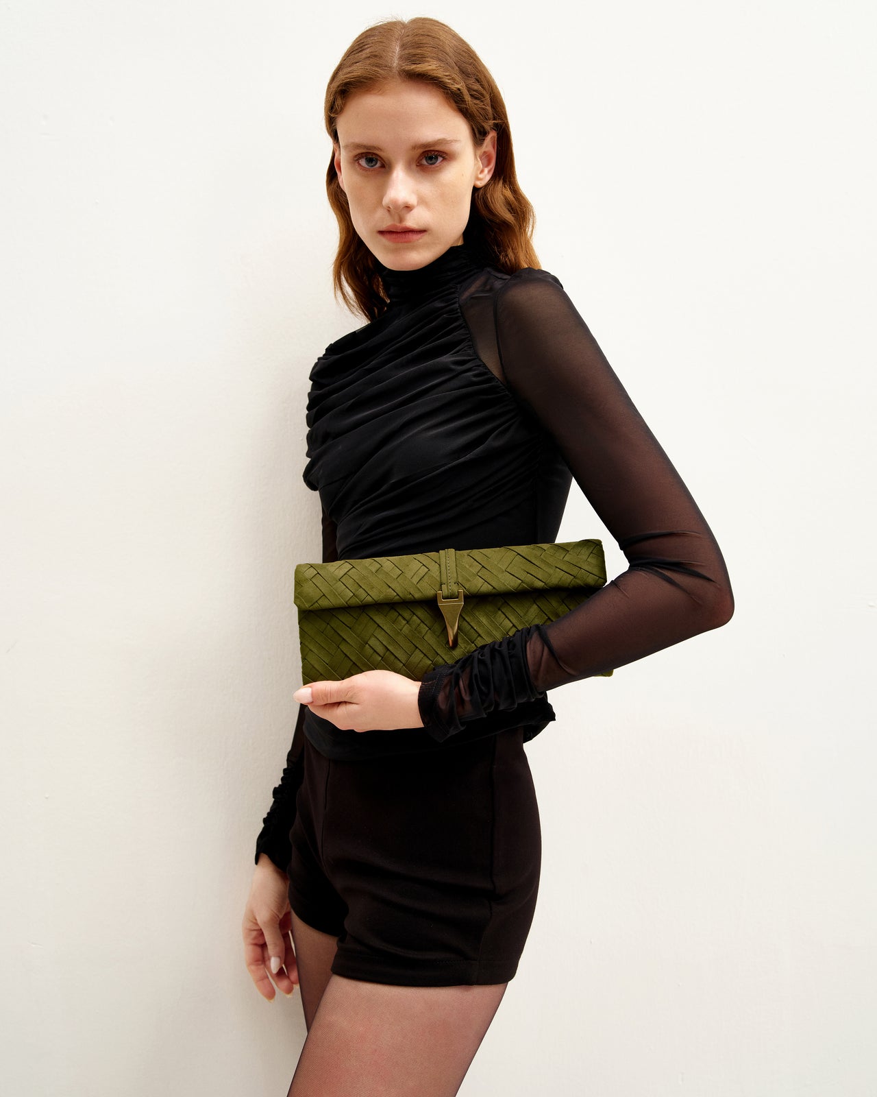 Pochette tissée Zaria - Olive foncé