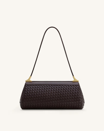 Sac à épaule Eloise tissé - Marron foncé
