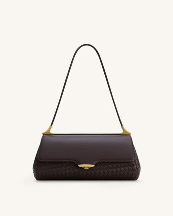 Sac à épaule Eloise tissé - Marron foncé