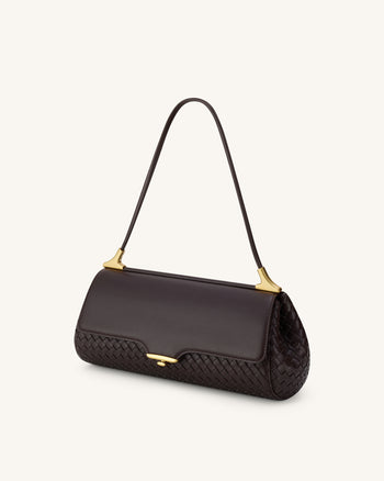 Sac à épaule Eloise tissé - Marron foncé