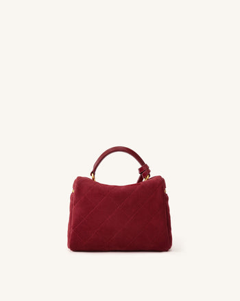 Cleo Sac à main trapèze matelassé en suédine - Bordeaux