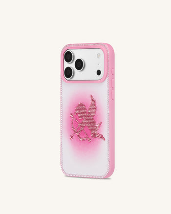 Coque de téléphone ange en strass - Rose