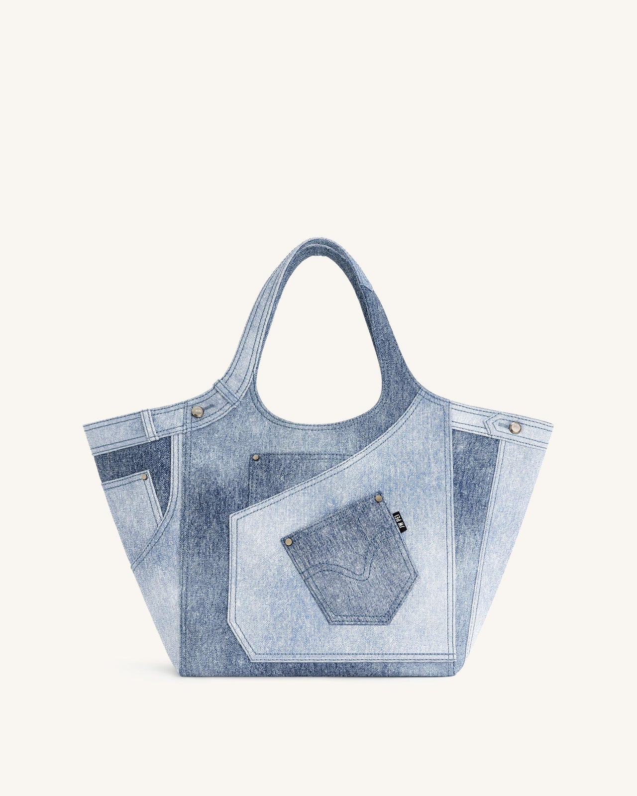 Sac cabas gaufré en denim Eliana - Bleu
