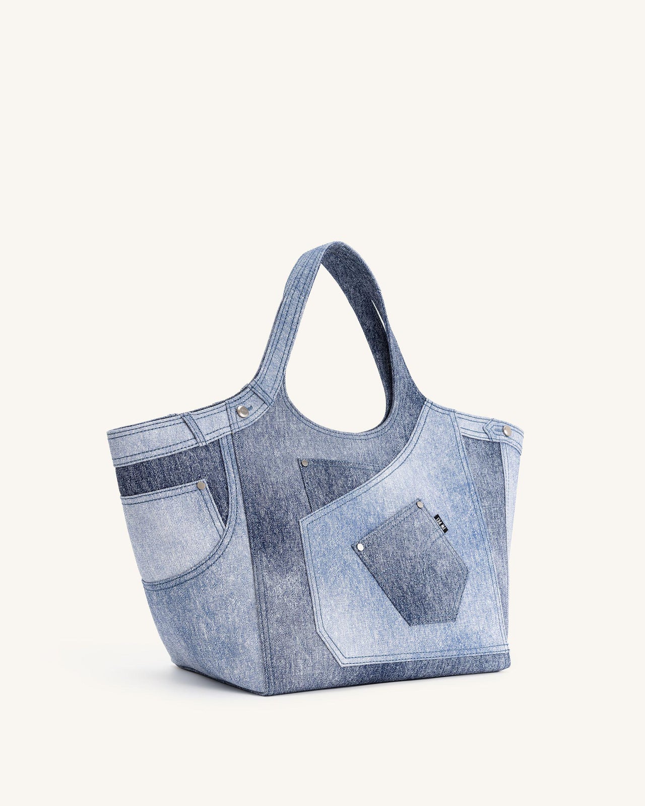 Sac cabas gaufré en denim Eliana - Bleu