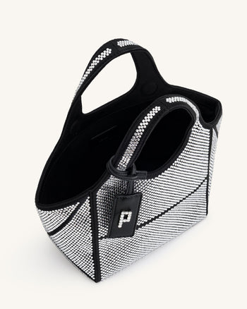 Mini sac cabas avec cristaux artificiels Eliana - Anthracite