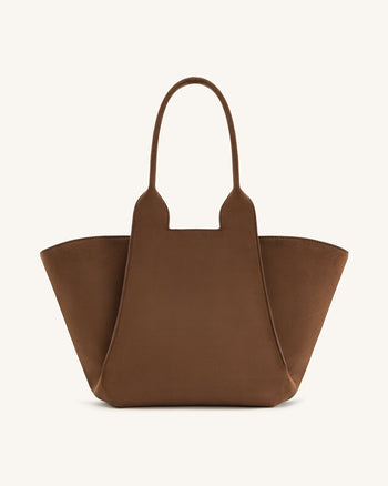 Sac fourre-tout en suédine Cara - Marron Moka