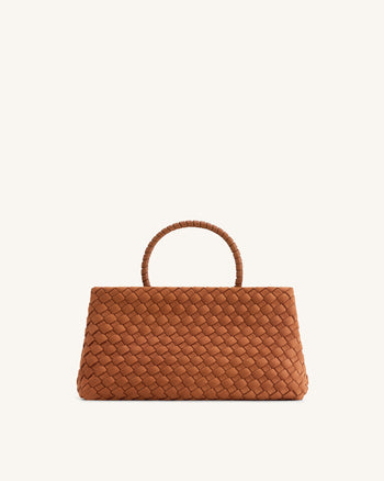 Sac cabas Elora tressé en suédine – Marron