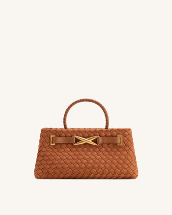 Sac cabas Elora tressé en suédine – Marron