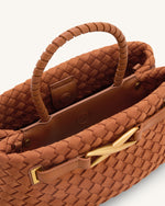 Sac cabas Elora tressé en suédine – Marron