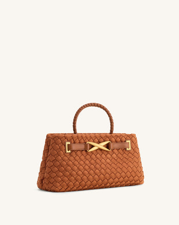 Sac cabas Elora tressé en suédine – Marron