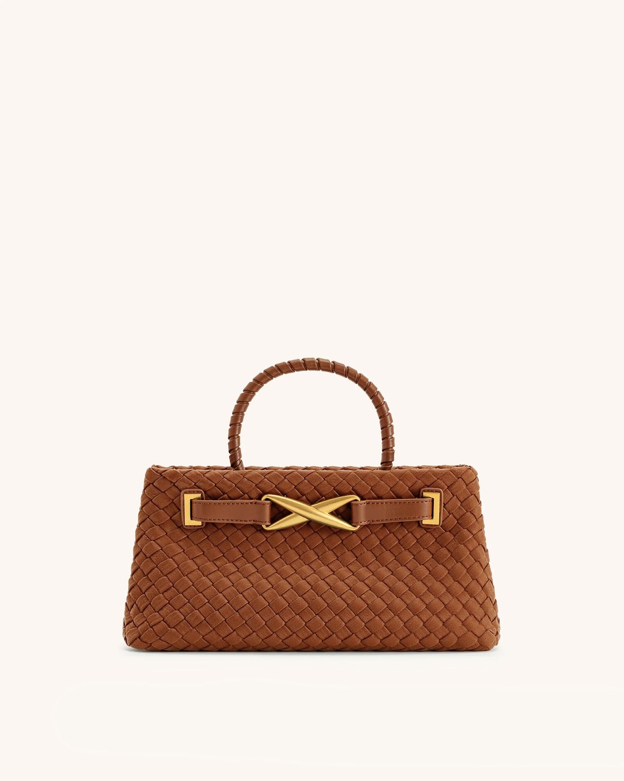 Sac cabas Elora tressé en suédine – Marron
