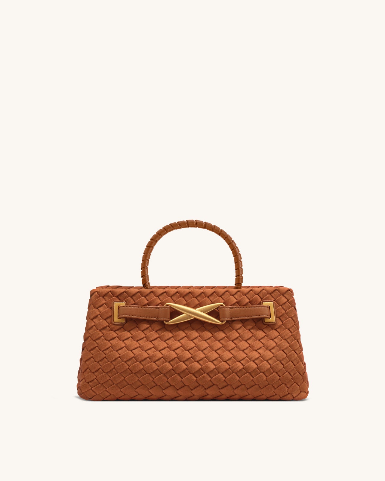 Sac cabas Elora tressé en suédine – Marron