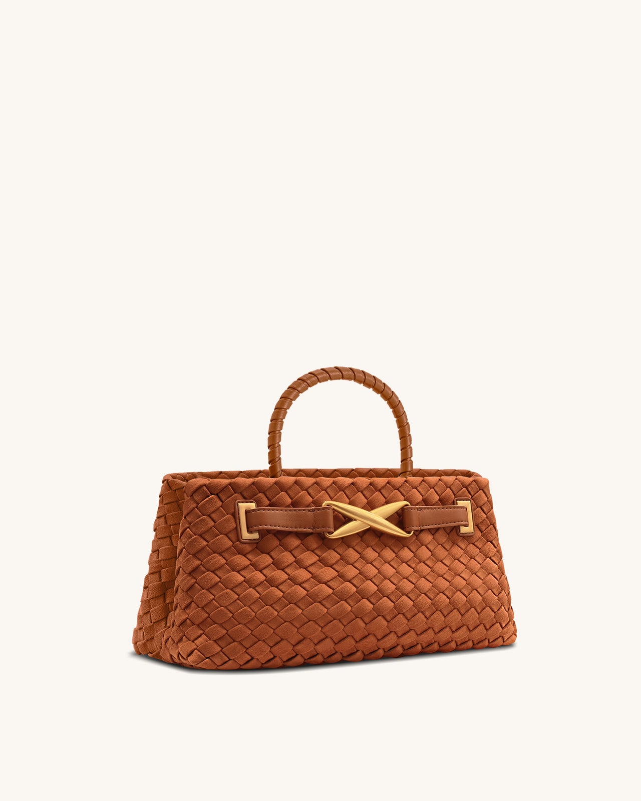 Sac cabas Elora tressé en suédine – Marron