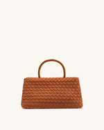 Sac cabas Elora tressé en suédine – Marron