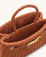 Sac cabas Elora tressé en suédine – Marron