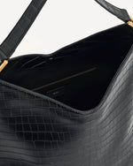 Sac porté épaule Aria – Effet croco noir