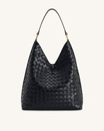 Sac à main épaule Aria à texture tissée - Noir