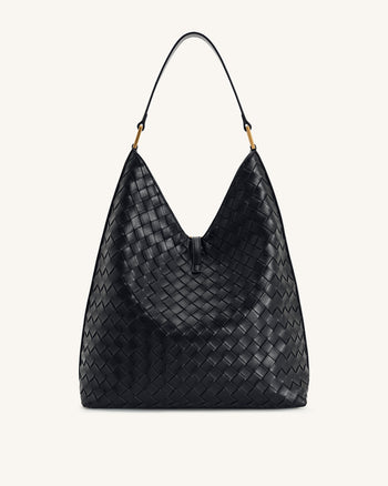 Sac à main épaule Aria à texture tissée - Noir