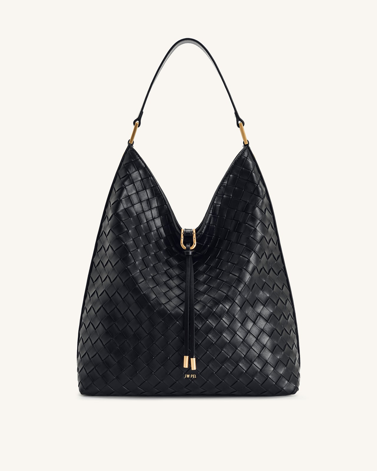Sac à main épaule Aria à texture tissée - Noir